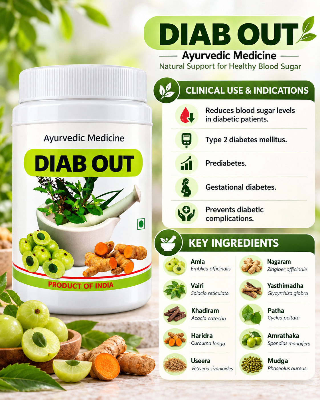 Diab Out - 150g Ayurvedic Product Of Indian Pharmacy for Diabetes — additional image 1